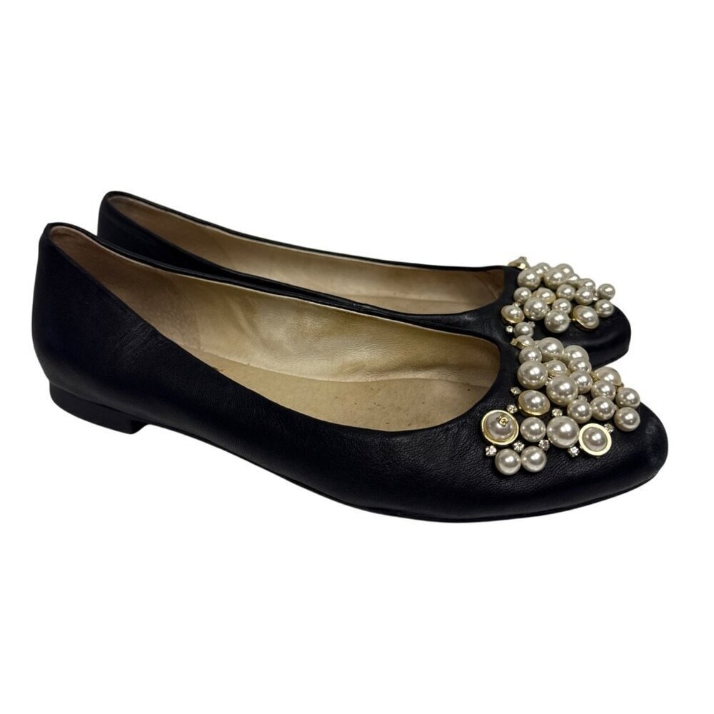 Louise et Cie Women's Shoes Arella Flats Pearl Rhinestone Black Size 6.5 Slip On